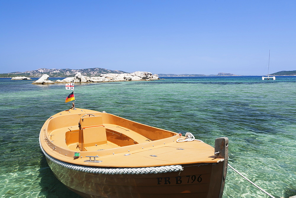 Boat at the beach, Palau, Sardinia, Italy, Mediterranean, Europe 