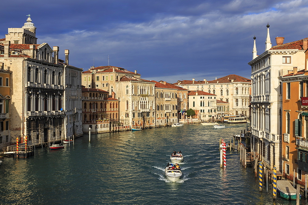 Grand Canal from Accademia bridge in winter morning sun, Venice, UNESCO World Heritage Site, Veneto, Italy, Europe