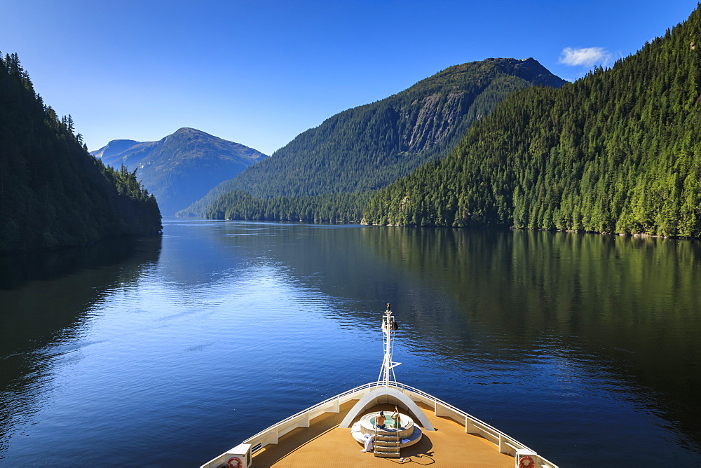 Cruise ship, Rudyerd Bay, beautiful day in summer, Misty Fjords National Monument, Tongass National Forest, Ketchikan, Alaska, United States of America, North America