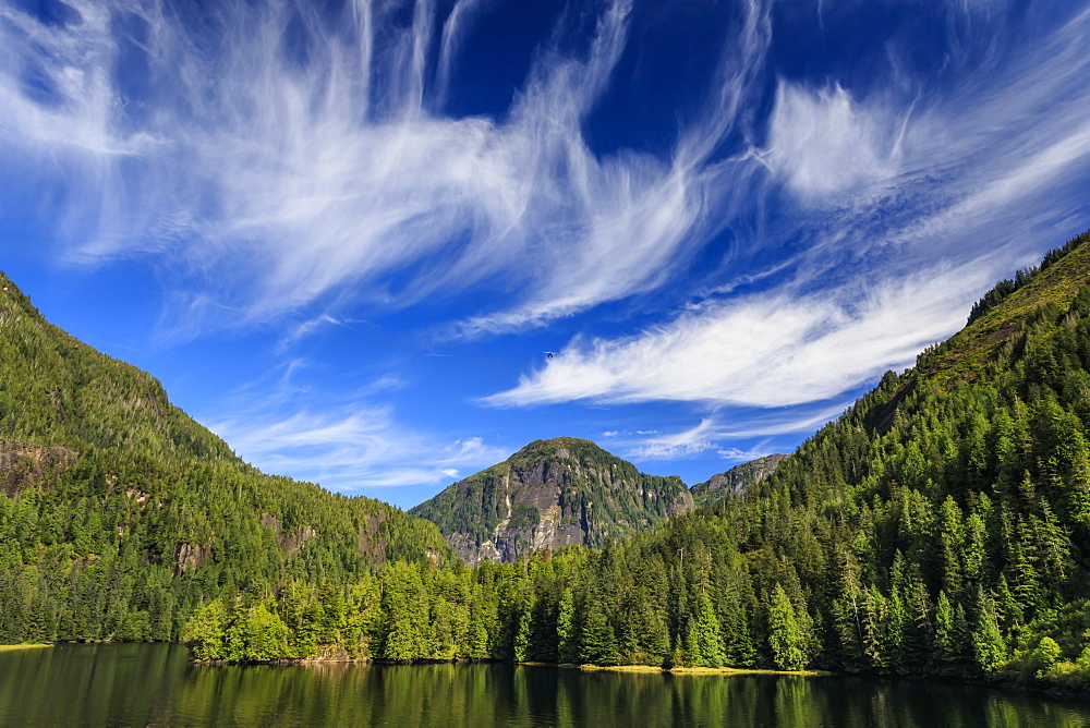 Rudyerd Bay, float plane and spectacular clouds, beautiful day, Misty Fjords National Monument, Summer, Ketchikan, Alaska, United States of America, North America