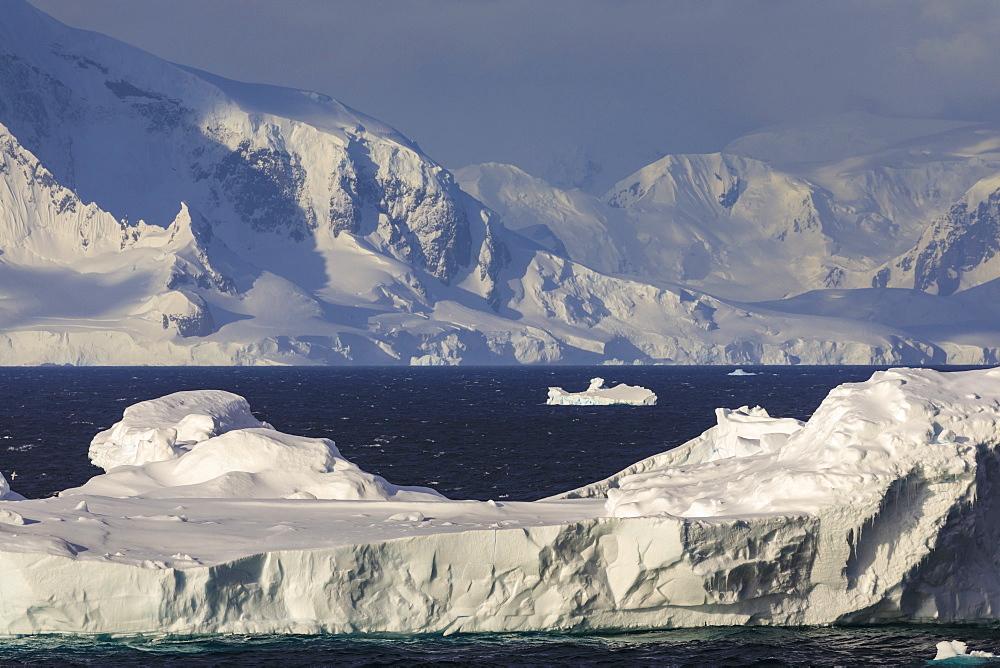 Iceberg, Gerlache Strait, mountains and glaciers, late evening before sunset, Antarctic Peninsula, Antarctica, Polar Regions