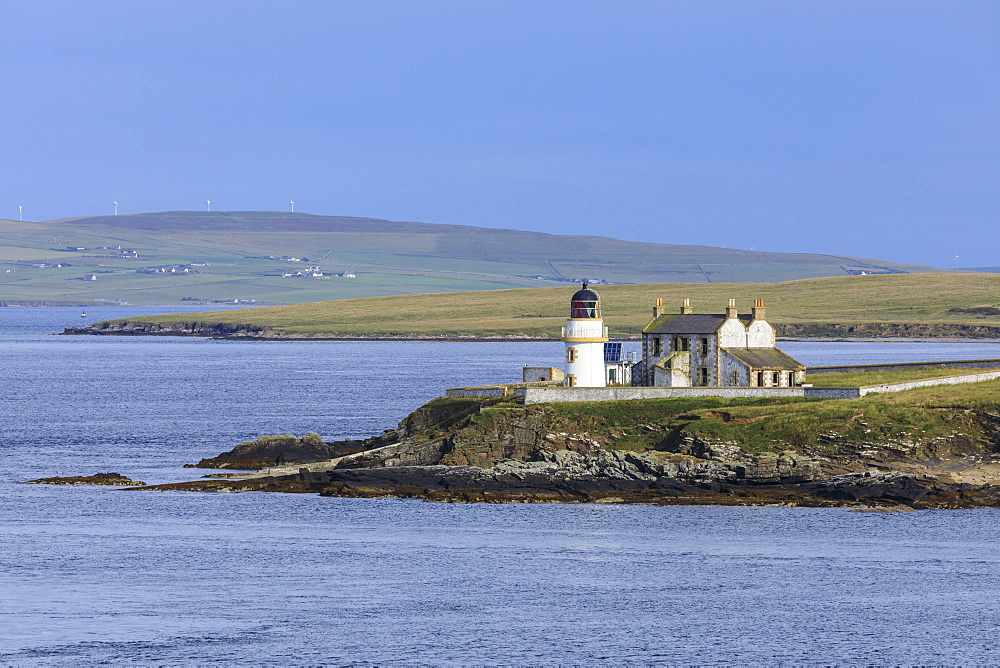 Lighthouse on Helliar Holm in Orkney Islands, Scotland, Europe