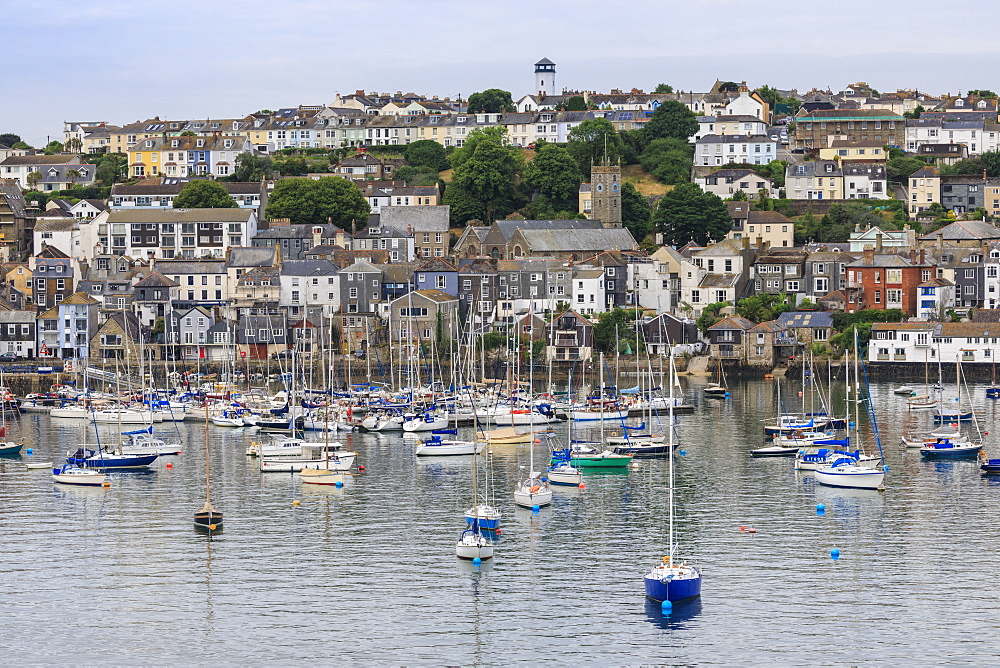 Boats moored by Falmouth in Cornwall, England, Europe