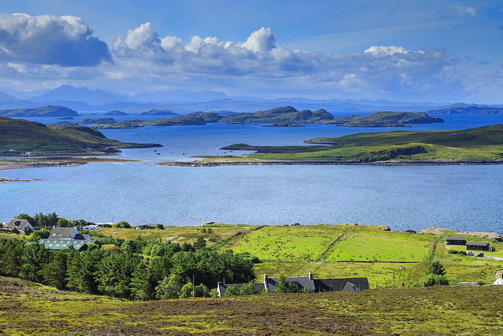 Fields by sea in Achiltibuie, Scotland, Europe