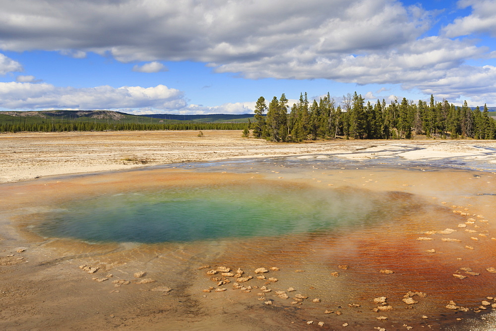 Colourful Pool, Midway Geyser Basin, Yellowstone National Park, UNESCO World Heritage Site, Wyoming, United States of America, North America