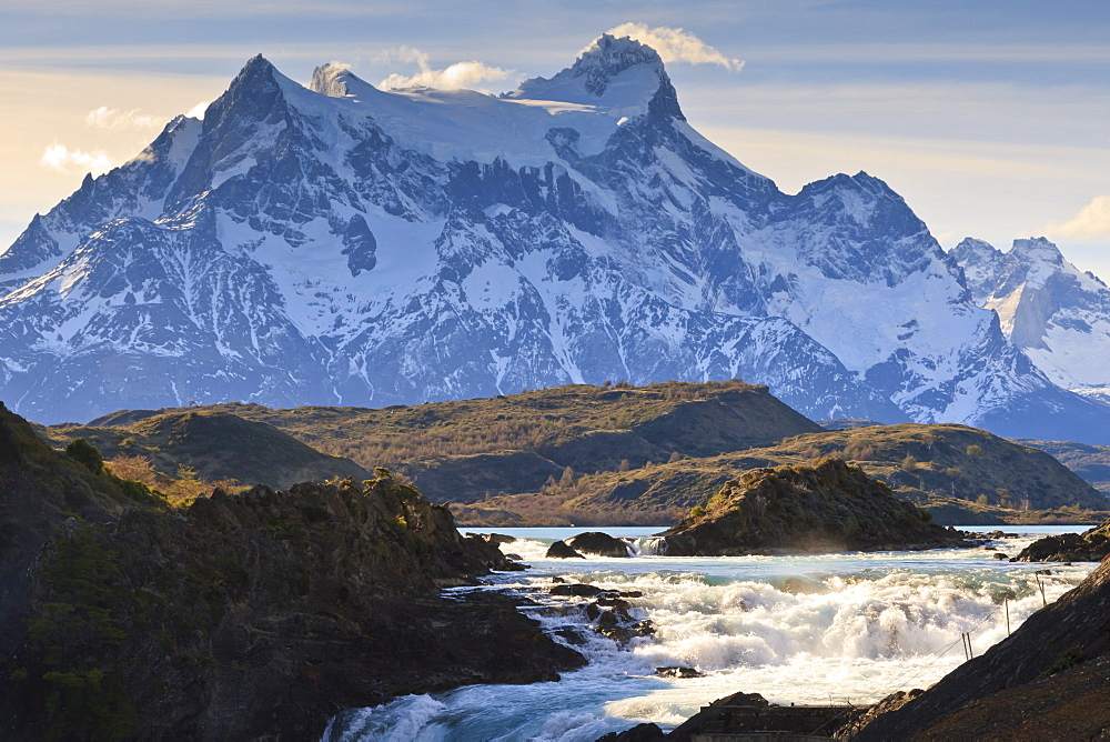 Salto Chico and Cordillera del Paine, Torres del Paine National Park, Patagonia, Chile, South America