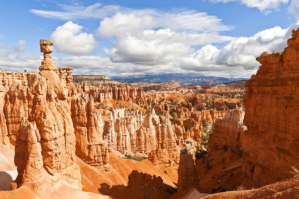 Thor's Hammer from the Navajo Loop Trail on a partially cloudy day, Bryce Canyon National Park, Utah, United States of America, North America