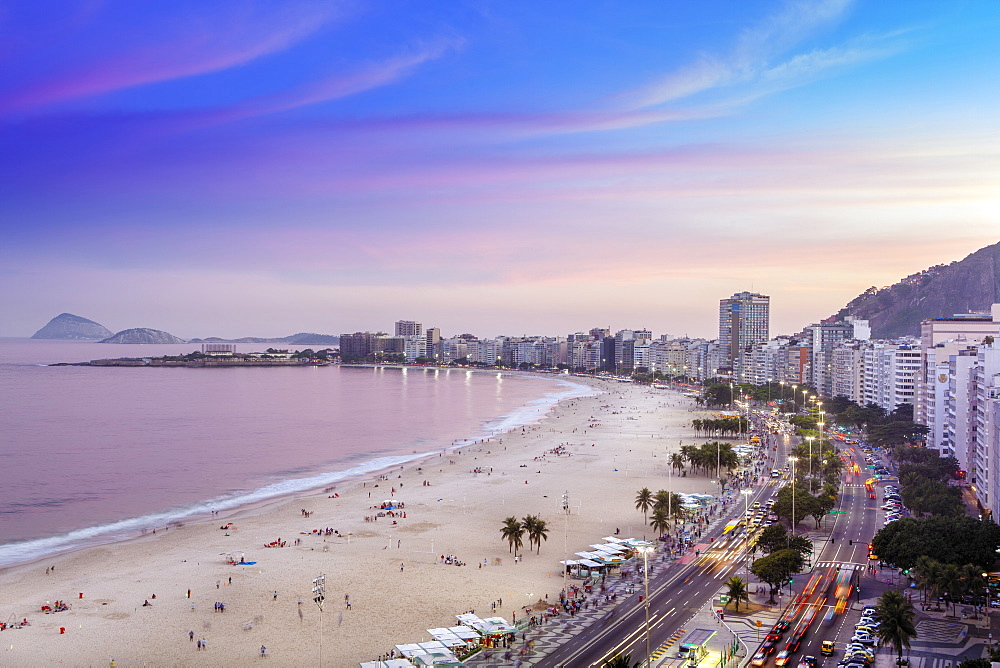 View of Copacabana Beach and Avenida Atlantica boulevard in Rio de Janeiro, Brazil, South America