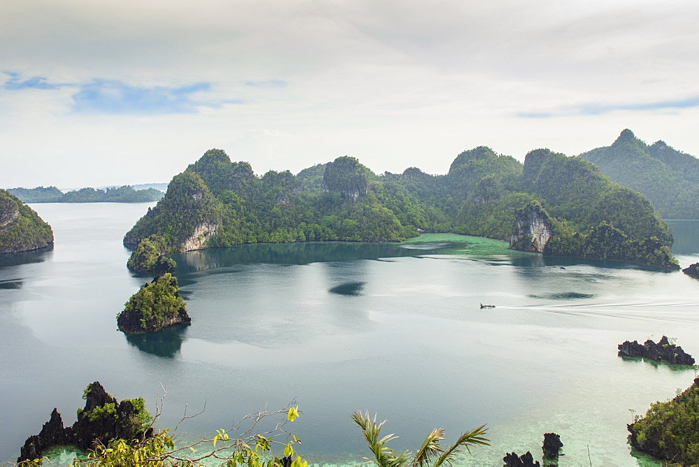 View of limestone islets from the Piaynemo Island lookout, Raja Ampat, West Papua, Spice Islands, Indonesia, Southeast Asia, Asia