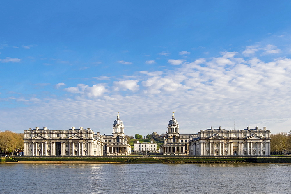 The Royal Observatory, the Queen's House and Christopher Wren's Royal Naval College, Greenwich, London, England, United Kingdom, Europe