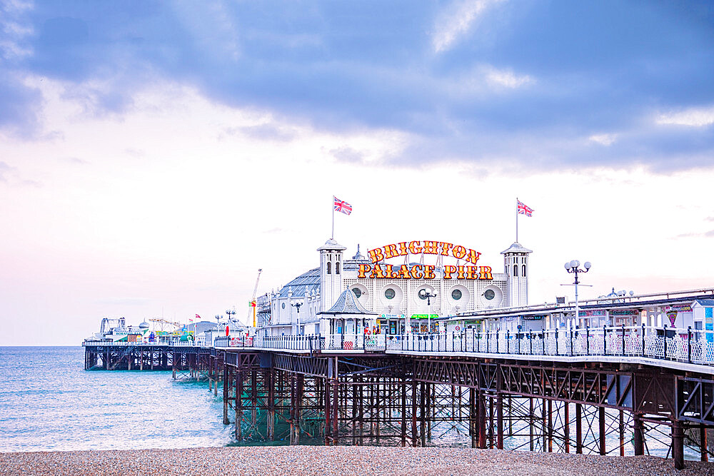 Brighton Palace Pier from the beach, Brighton, Sussex, England, United Kingdom, Europe