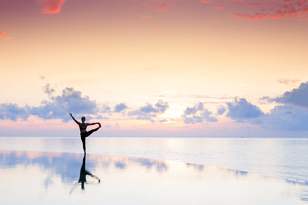 Yoga at dawn, Ko Rung, Sihanoukville Province, Cambodia, Southeast Asia