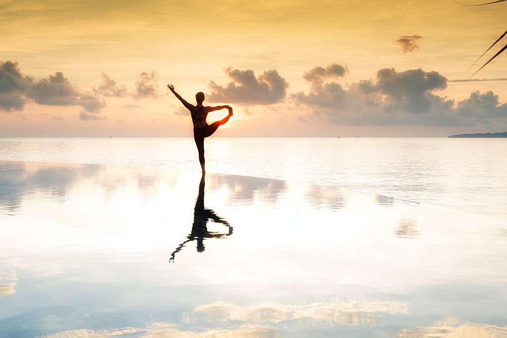 Yoga at dawn, Ko Rung, Sihanoukville Province, Cambodia, Southeast Asia