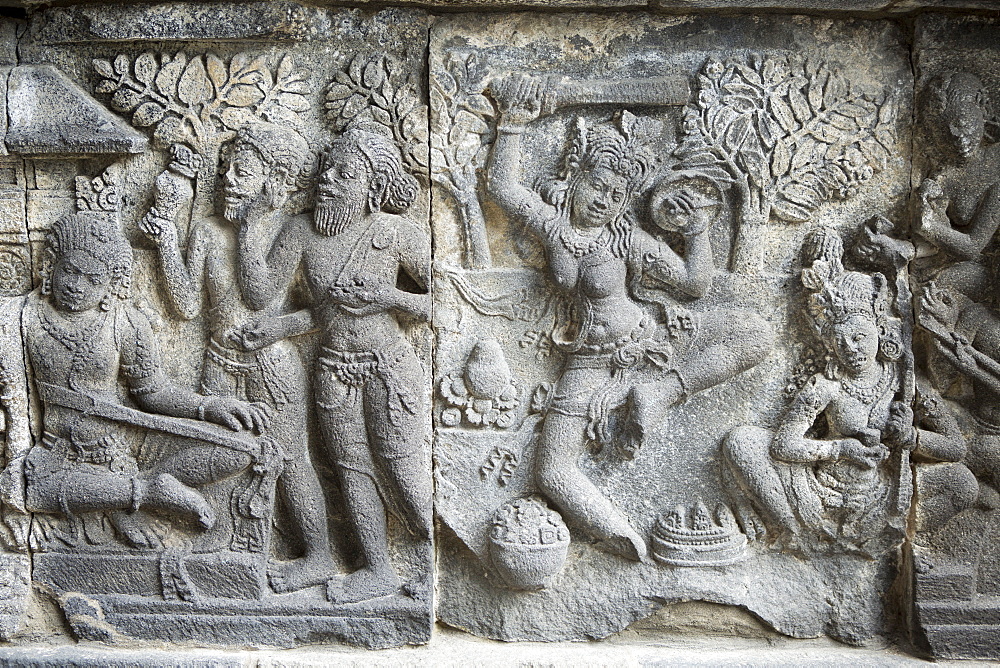 Hindu carvings on the Prambanan temples, UNESCO World Heritage Site, near Yogyakarta, Java, Indonesia, Southeast Asia, Asia