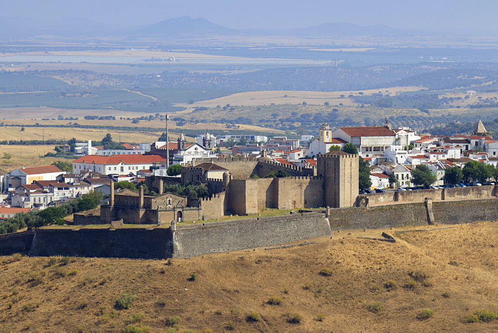 View of the walled and fortified city of Elvas, UNESCO World Heritage Site, Alentejo, Portugal, Europe