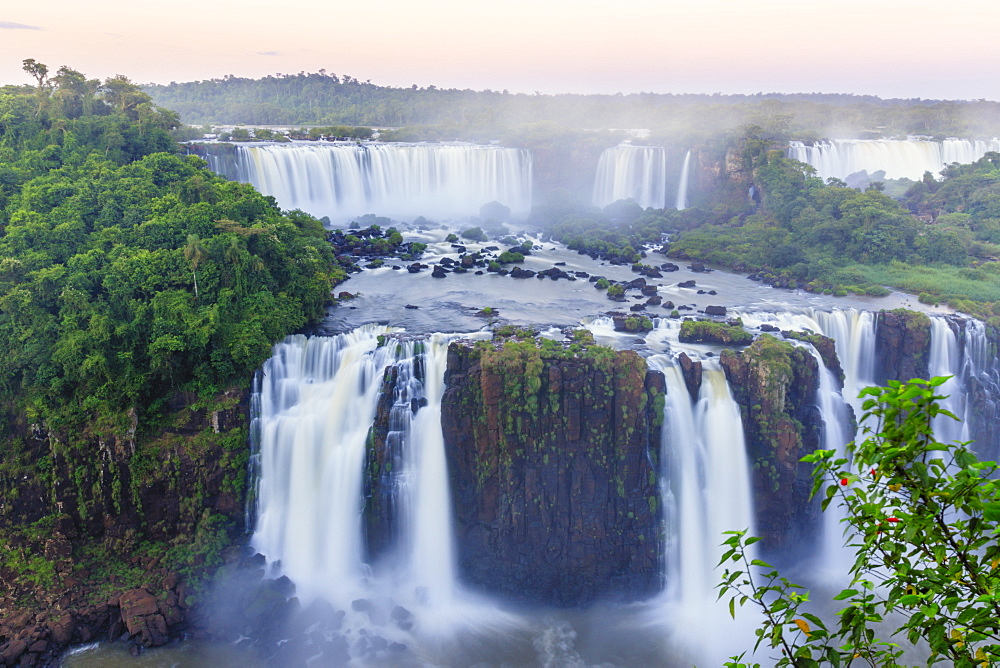 View of the Iguassu (Iguazu) (Iguacu) Falls, UNESCO World Heritage Site, a waterfall on the border of Brazil and Argentina, South America