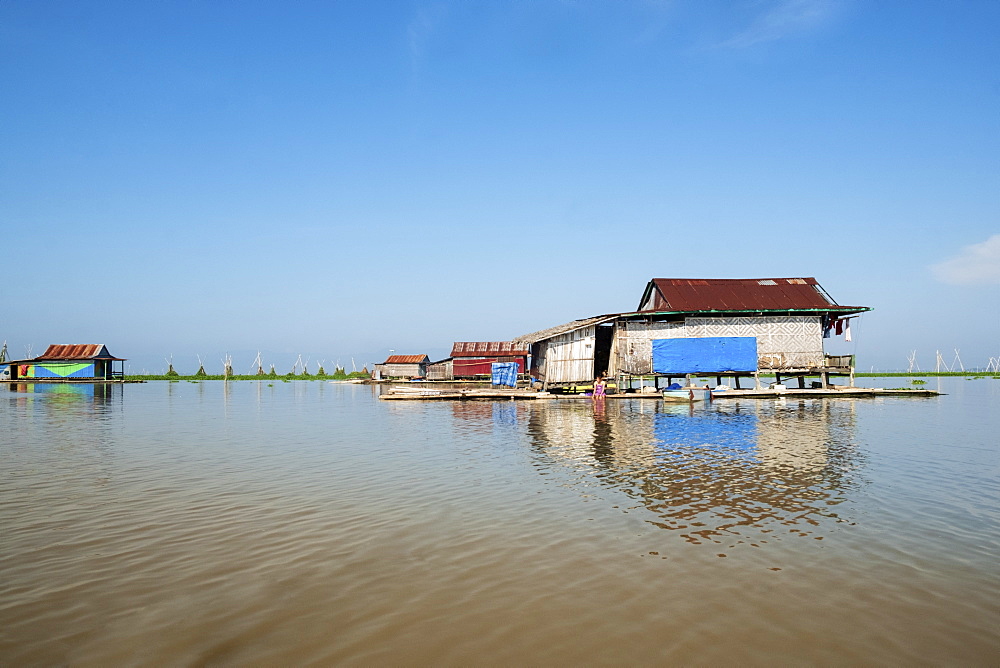 Floating houses on the lake, Lake Tempe, Sengkang, Indonesia, Southeast Asia, Asia