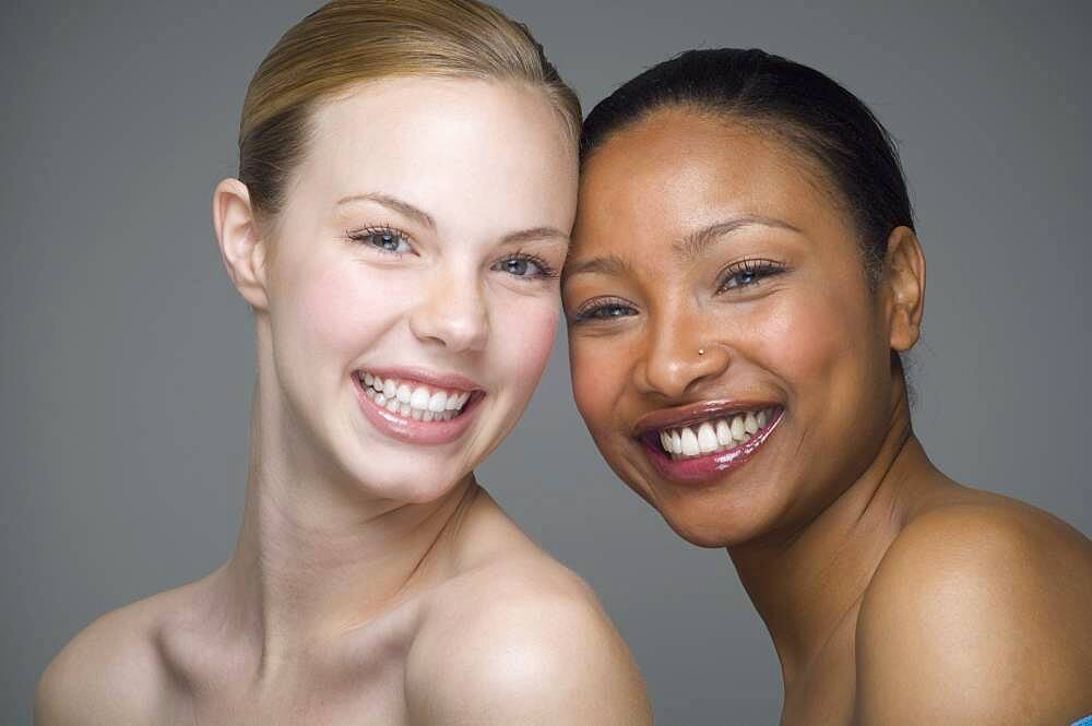 Multi-ethnic women with bare shoulders