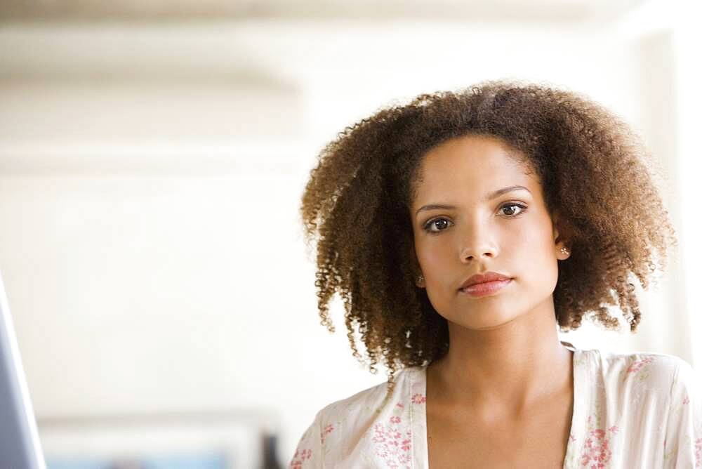 Portrait of African woman indoors