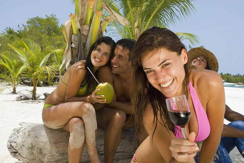 Multi-ethnic friends at beach