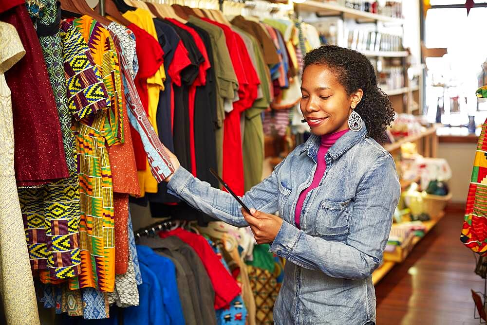 Black woman working in store