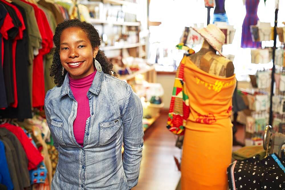 Black woman standing in store