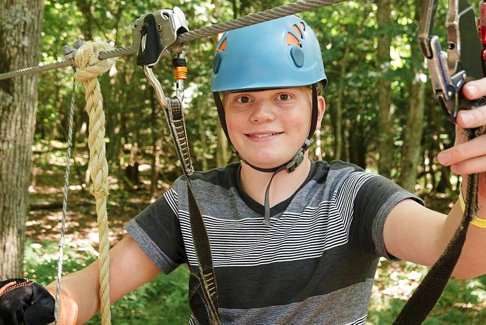 Caucasian teenage boy on zip