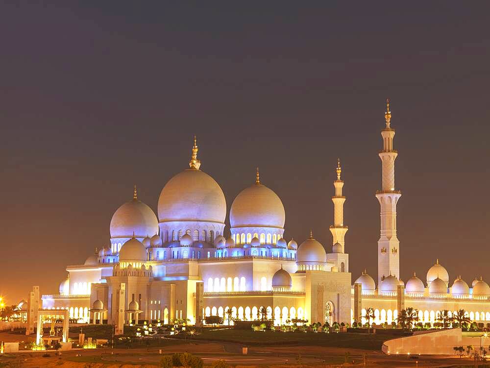 Ornate domed building and spires, Abu Dhabi, Abu Dhabi Emirate, United Arab Emirates