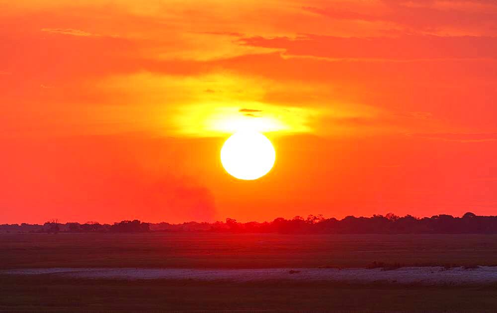 Glowing sunset over remote landscape