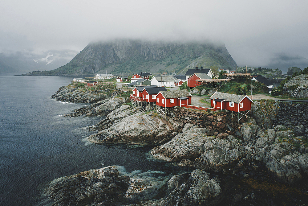 Houses on rocky waterfront