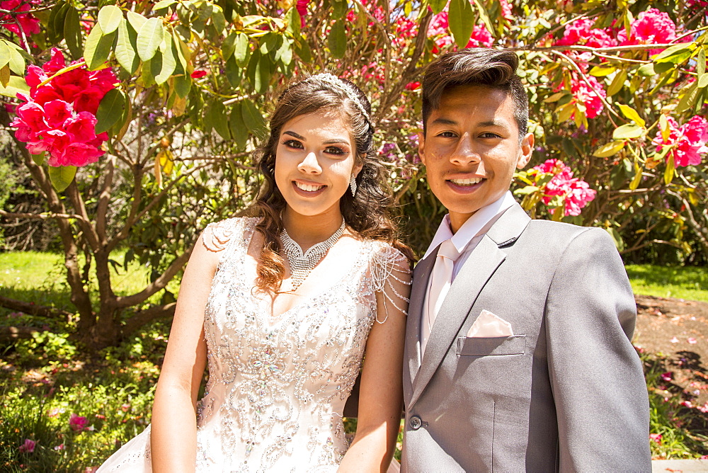 Portrait of smiling Hispanic boy and girl