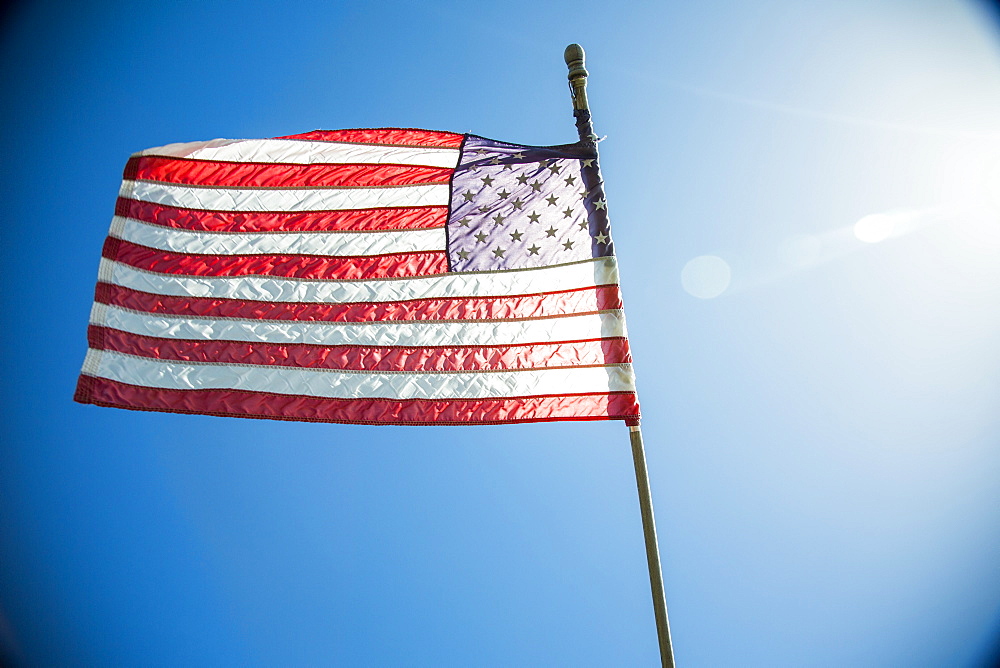 American Flag blowing in wind