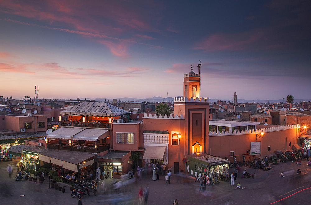 Crowd at night in Jamaa el Fna Square, Marrakesh, Morocco,