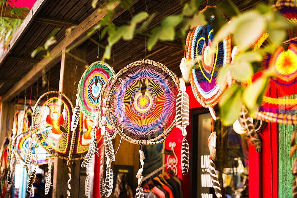 Dream catchers hanging outdoors