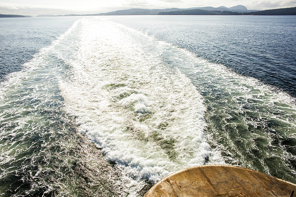 Wake from boat in water