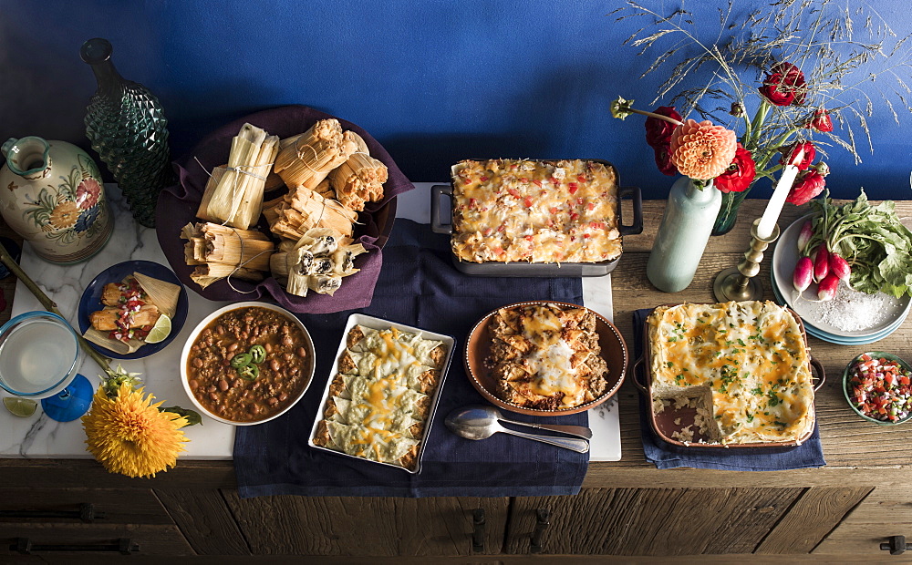 Food on buffet table