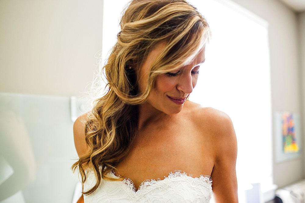 Smiling Caucasian bride