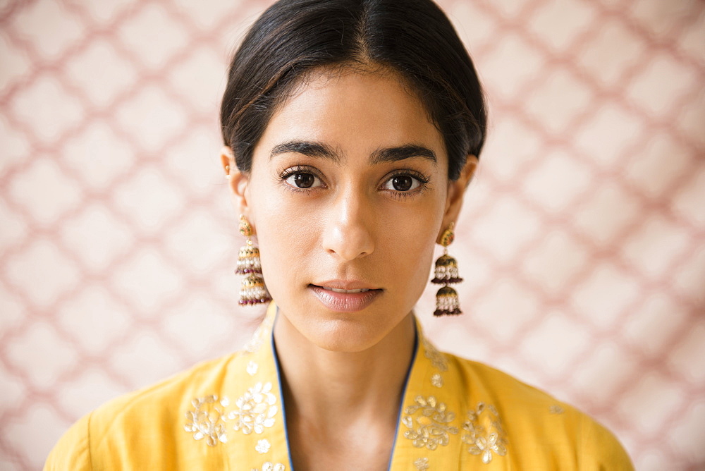 Indian woman wearing earrings