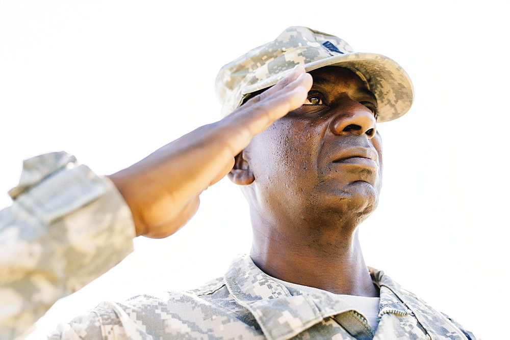 Black soldier saluting