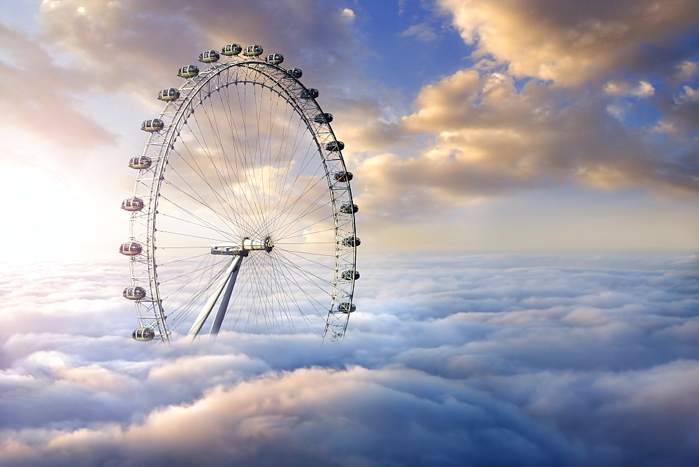 Ferris wheel above clouds