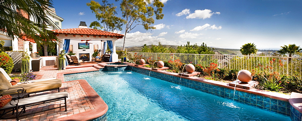 Swimming pool in front of a hotel resort at Laguna Niguel