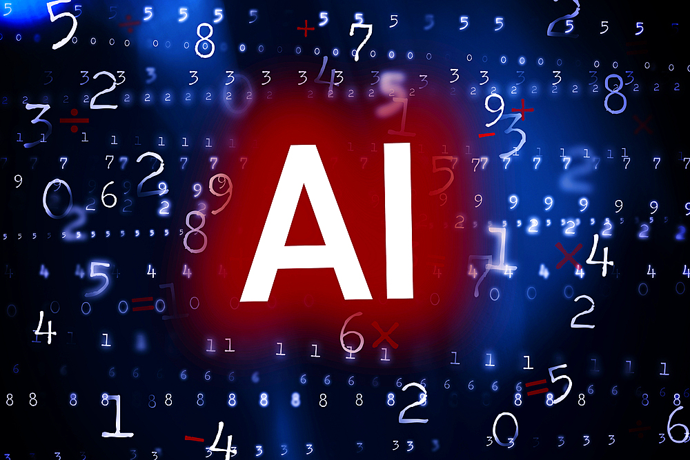 Digitally generated image of AI sign and numbers