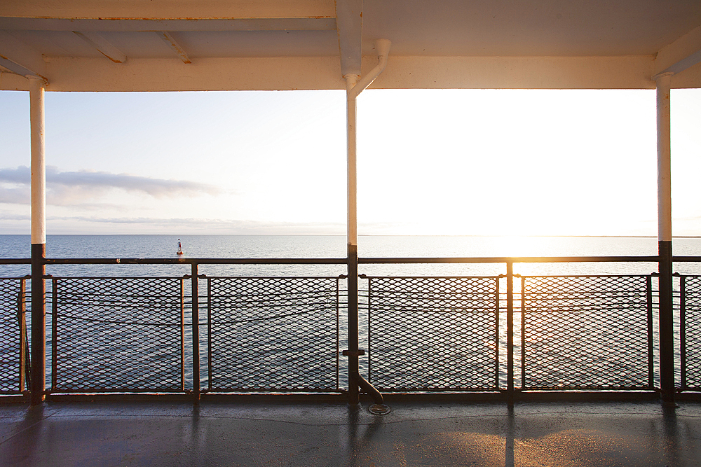 Sunrise over ocean seen from ferry