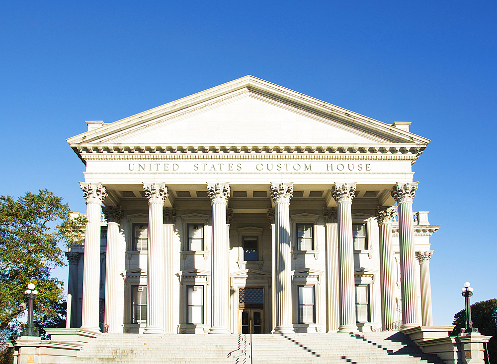 Facade of historic US Customs House