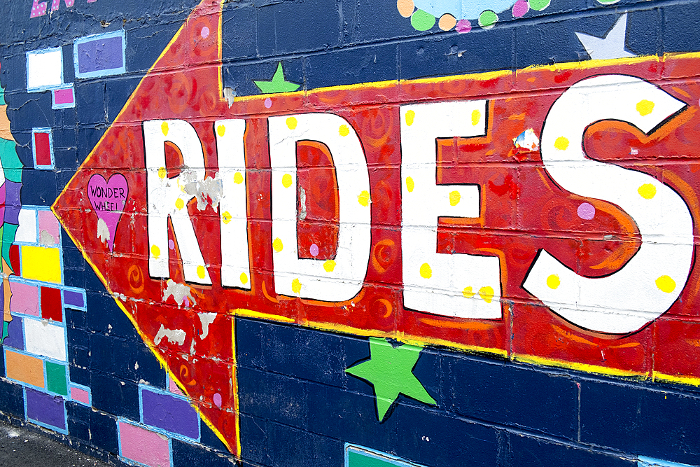 Rides arrow sign Coney Island