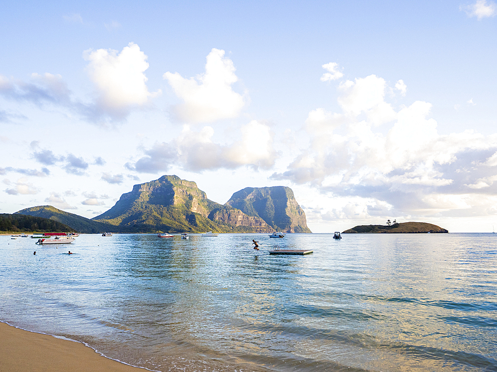 Lagoon Beach, Mount Lidgbird and Mount Gower , Lord Howe Island, New South Wales, Australia
