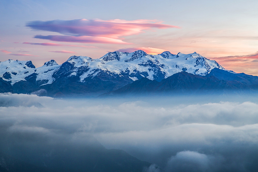 The peaks overlooking the Mont Avic Park, the first regional national park of the Valle d'Aosta, Piedmont, Italy, Europe