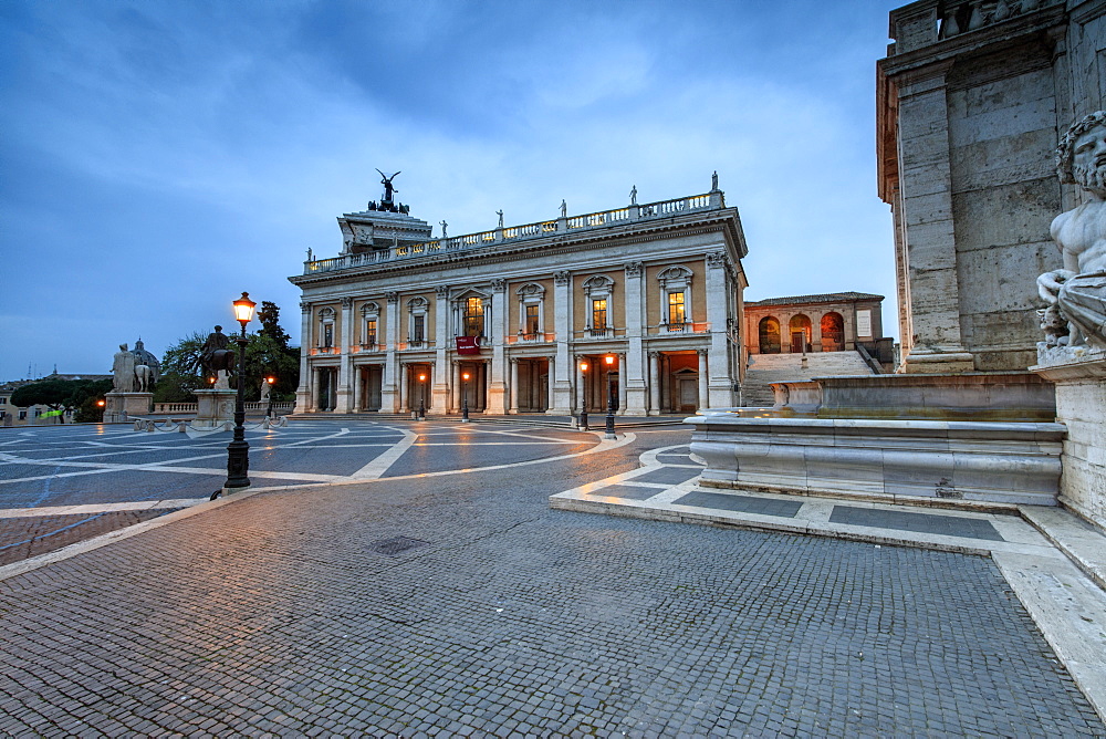 Piazza del Campidoglio where Roman Divinities were praised and nowadays headquarters of the Government, Rome, Lazio, Italy, Europe