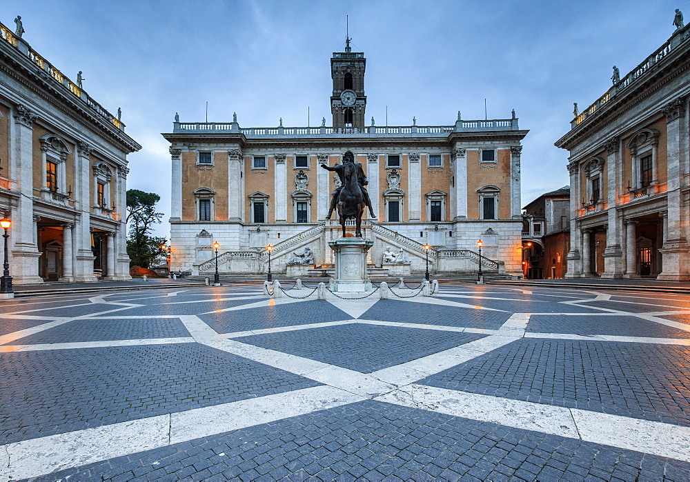 Piazza del Campidoglio where Roman Divinities were praised and nowadays headquarters of the Government, Rome, Lazio, Italy, Europe