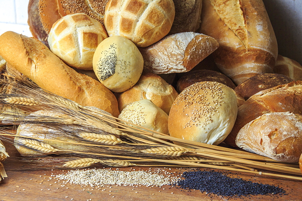 Pile of typical Italian bread, Lombardy, Italy, Europe